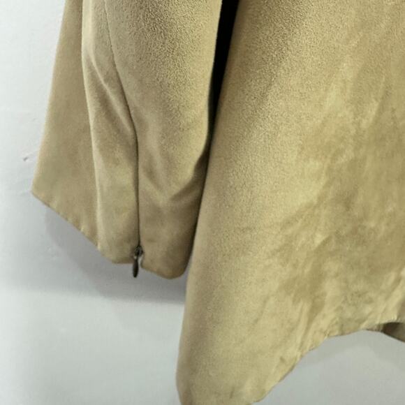 London Fog Suede Jacket Womens Small Zip Front Beige Neutral Minimalist Classic - Picture 9 of 9